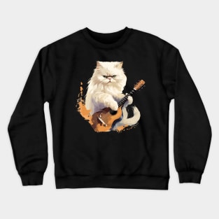 Persian Cat Playing Guitar Crewneck Sweatshirt